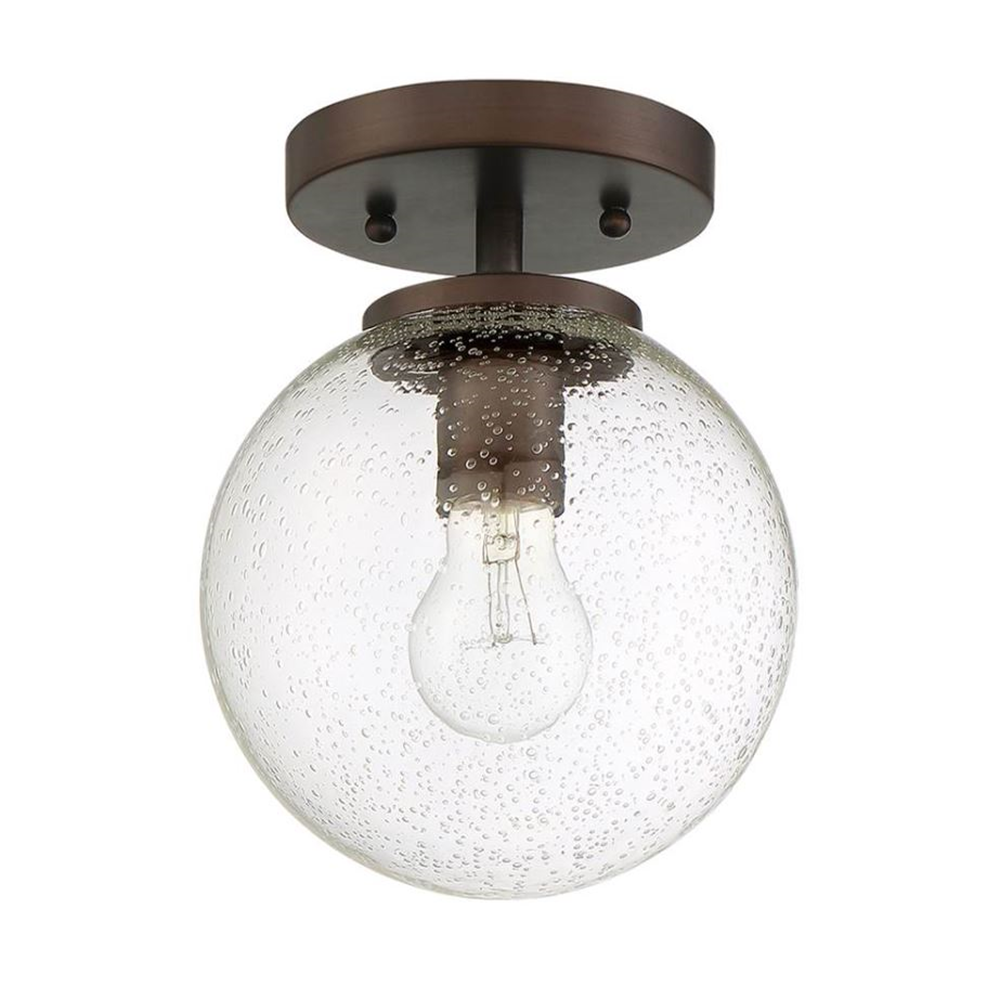 GALAXII 1-LT SEMI FLUSH CLR SEEDED GLASS