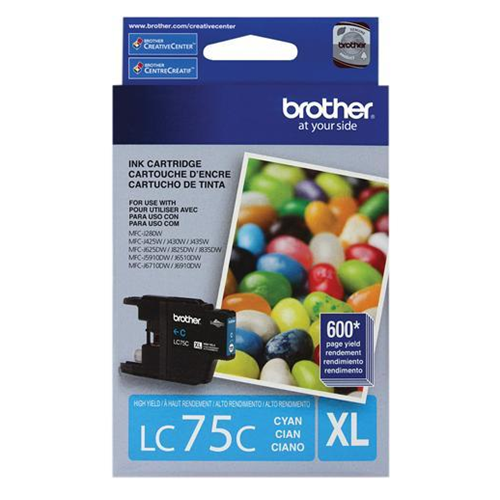 Brother LC75C High Yield Ink Cyan