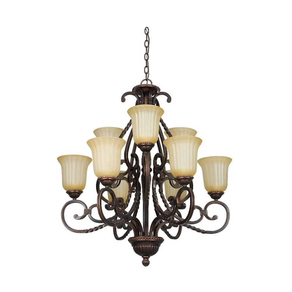 9-LT 2-TIER 60W MB GRAHAM CHANDELIER