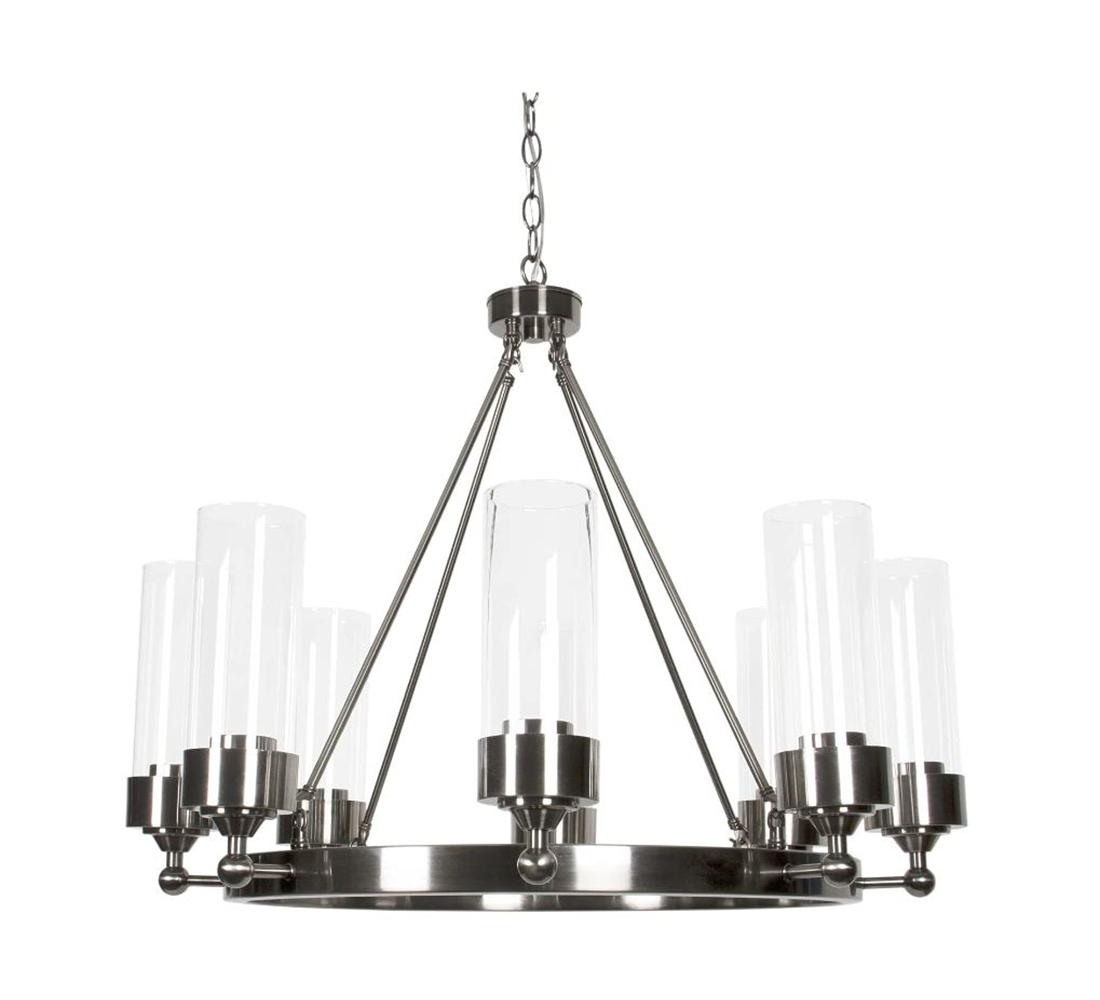 ESQUIRE 8LT CHANDELIER WITH CLEAR GLASS