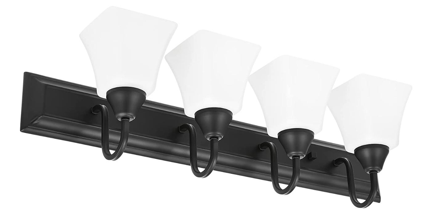 4LT-100W MB VANITY FRSTD SQUARE MILK GLS