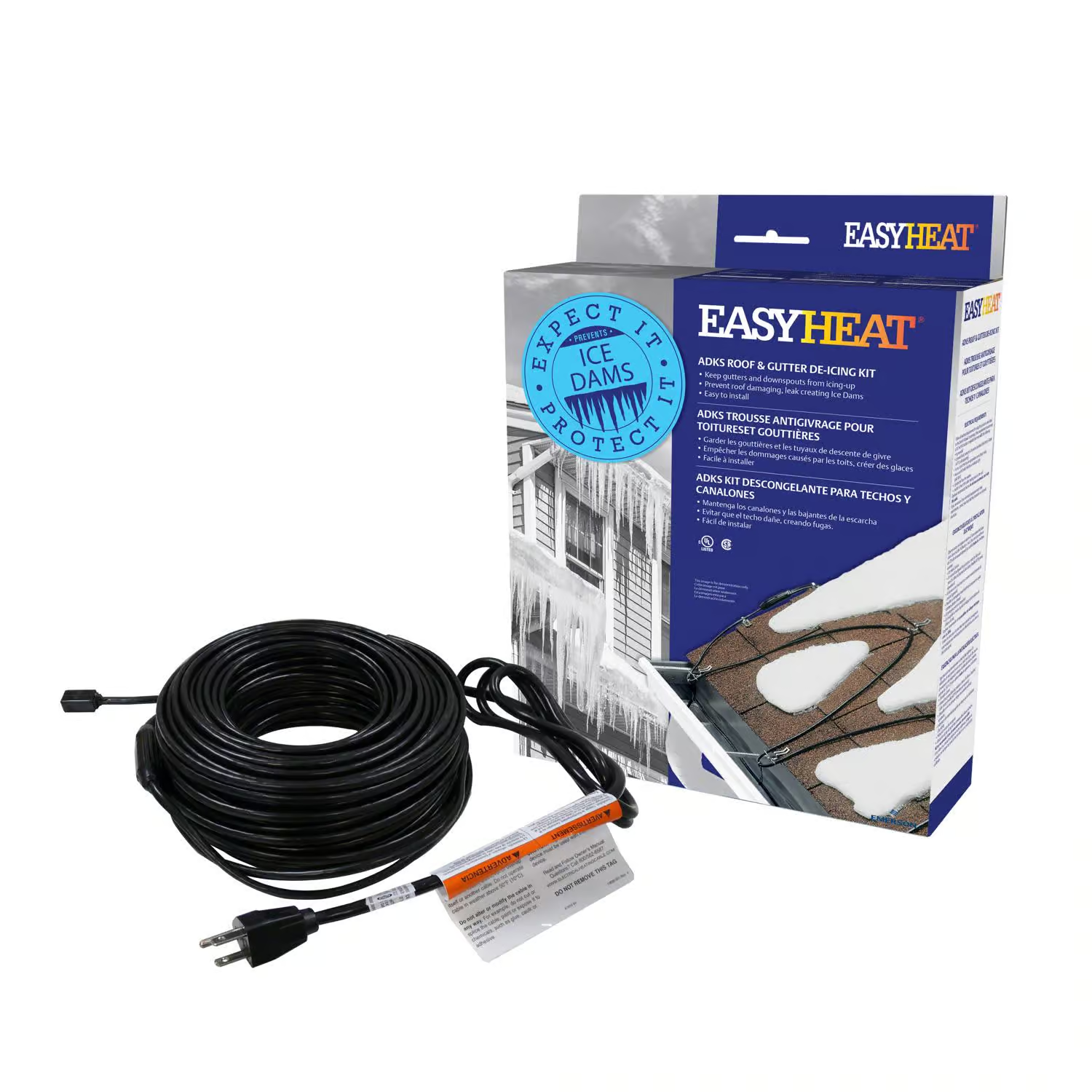 Easy Heat ADKS-400 80-Foot Roof Snow De-Icing Kit - Roof and Gutter De-Icing Cable, 80 ft