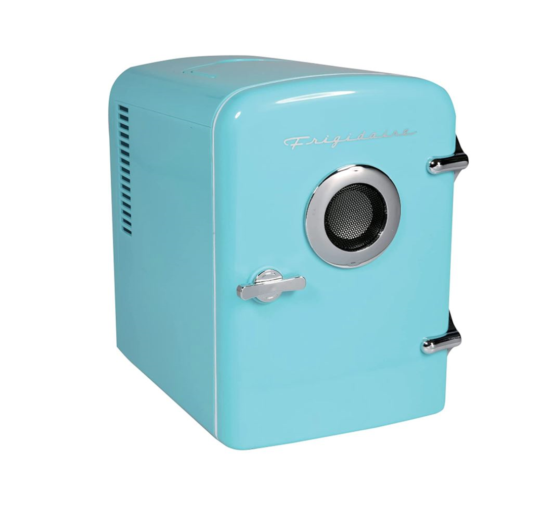 Frigidaire EFMIS151-BLUE Portable Retro 6-can Mini Fridge Built-in Bluetooth Speaker 