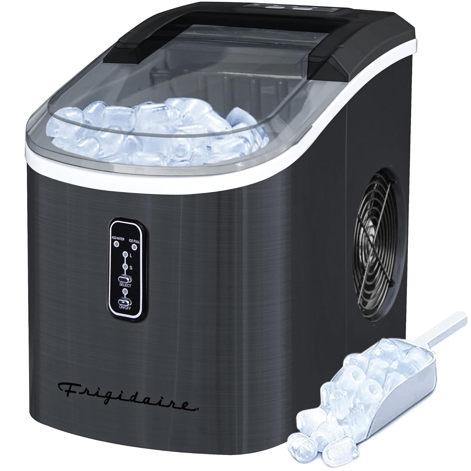 Frigidaire Self Cleaning Stainless Steel Ice Maker 26lb Ice per Day, Black Stainless EFIC103-SSBLACK