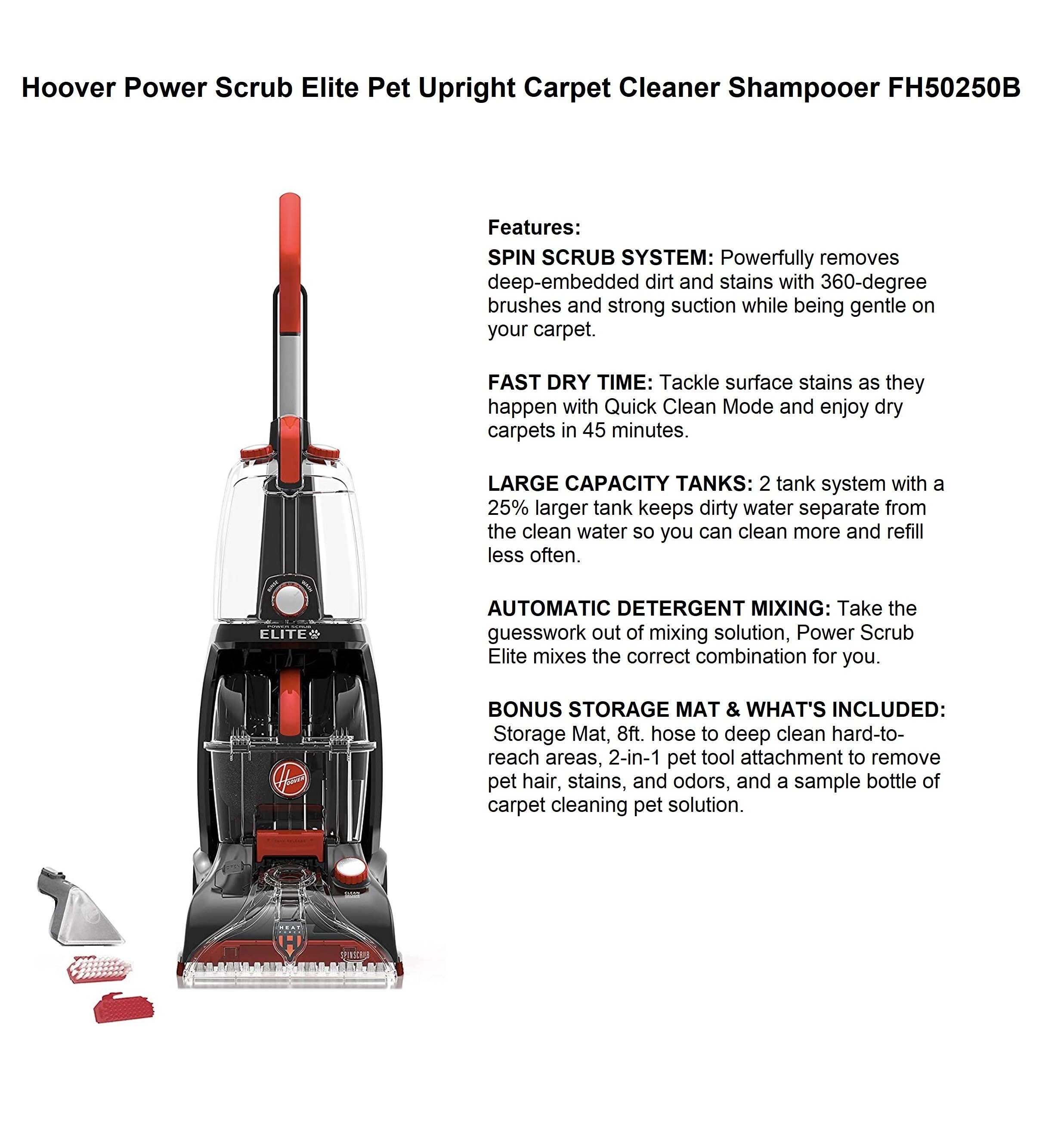 Hoover Power Scrub Elite Upright Carpet Cleaner Vacuum