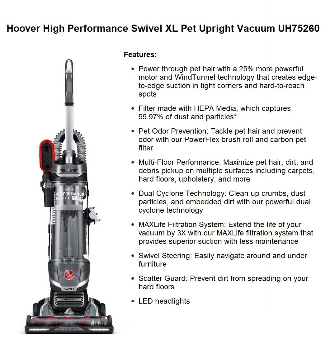 Hoover High Performance Swivel XL Pet 