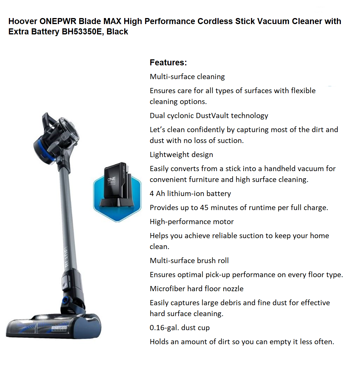 Hoover ONEPWR Blade MAX Cordless
