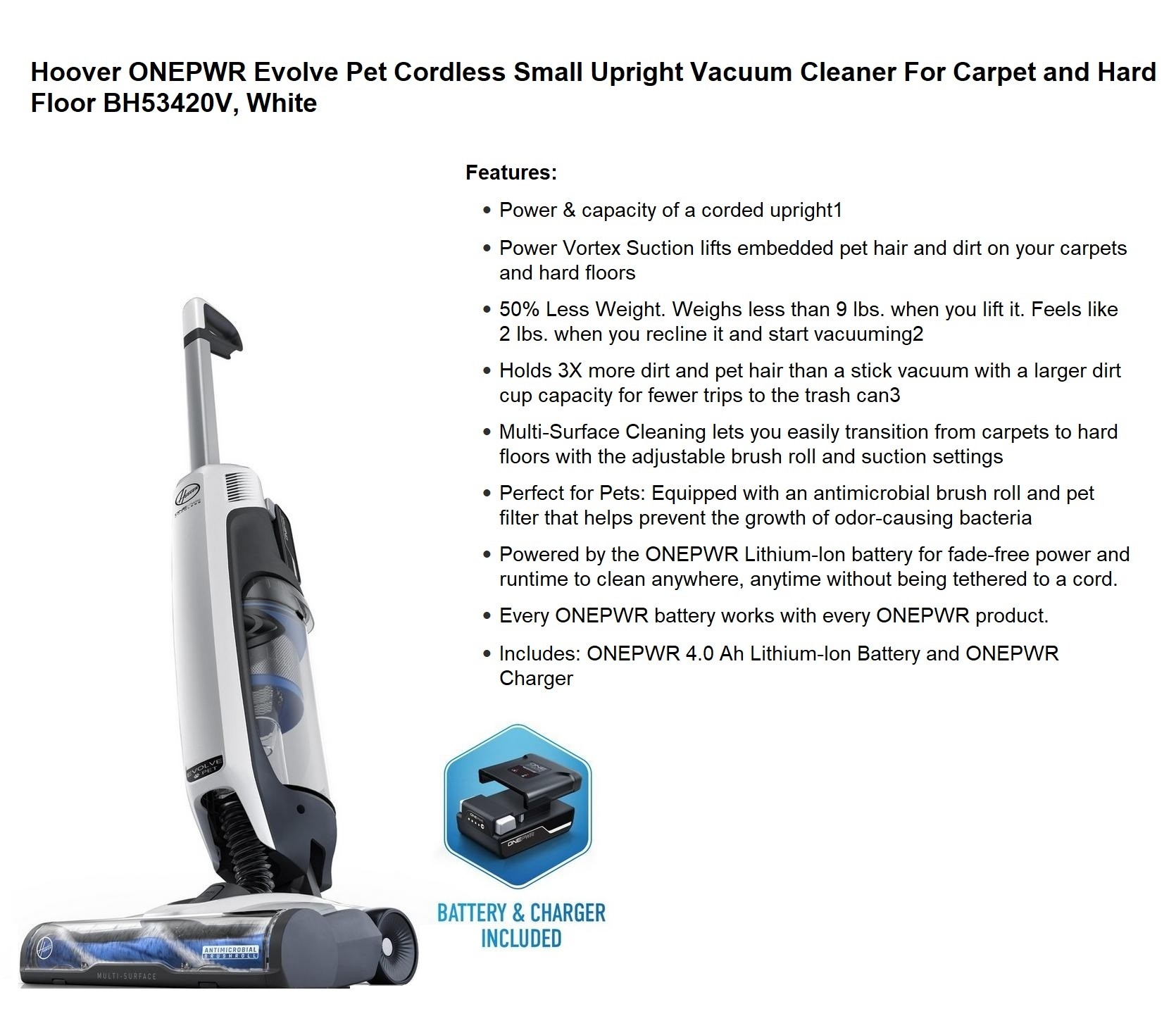 Hoover ONEPWR Evolve Pet Cordless Vacuum