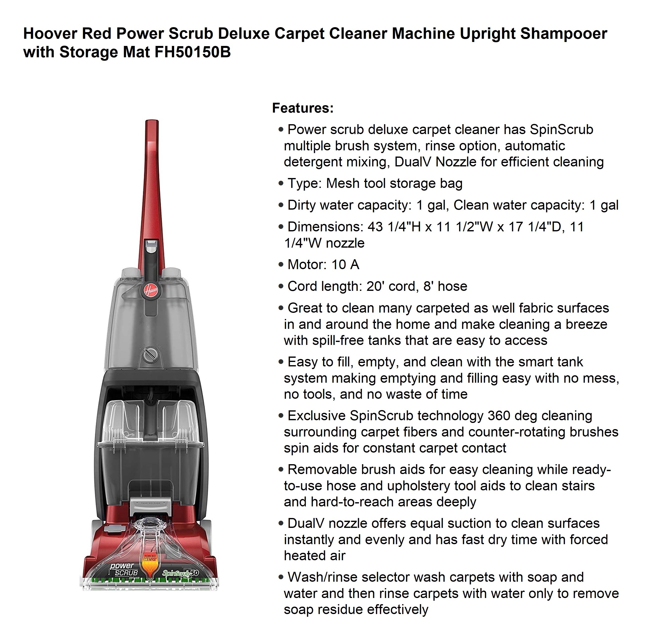 Hoover Red Power Scrub Deluxe Cleaner