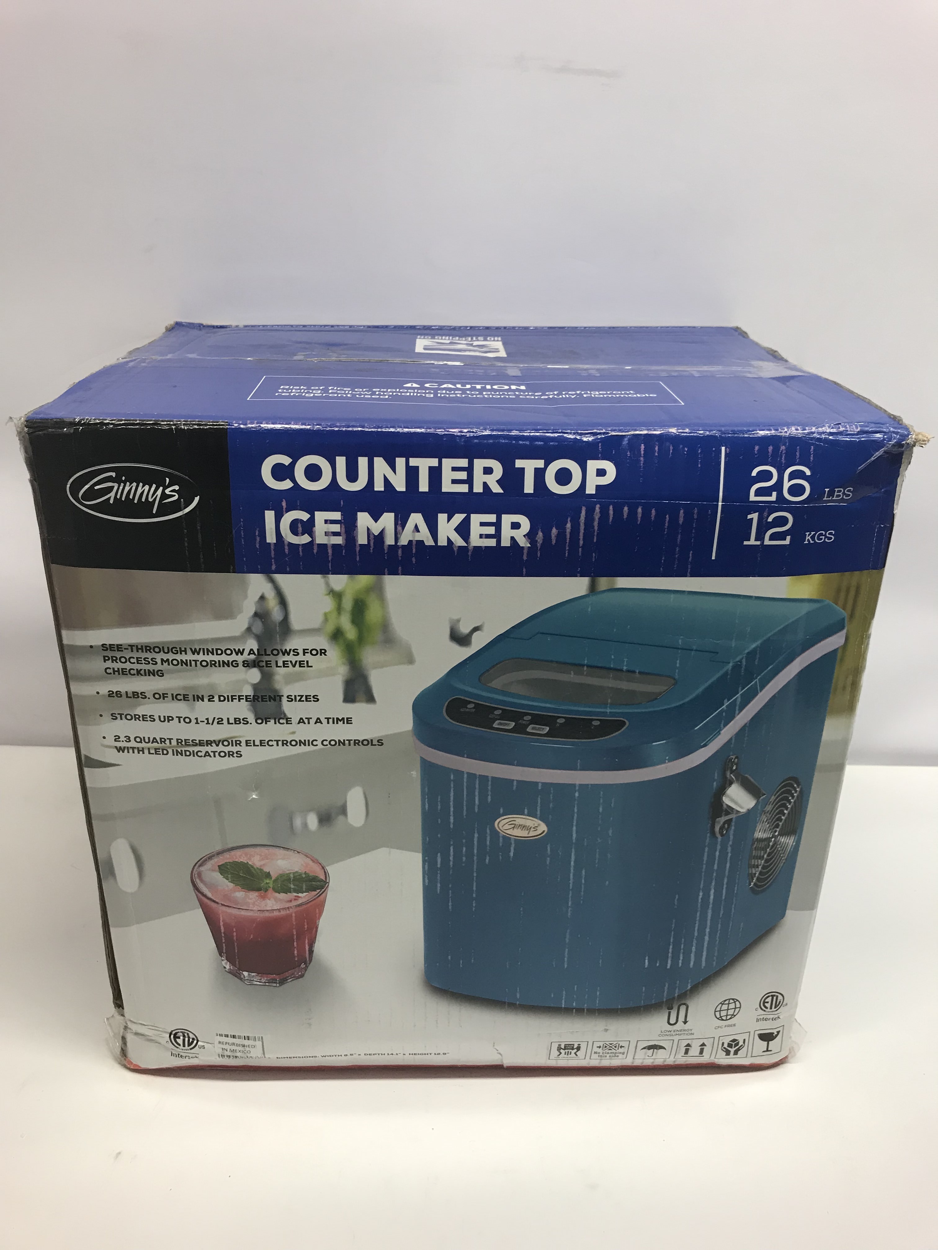 Ginnys 26lbs Counter Top Ice Maker Blue