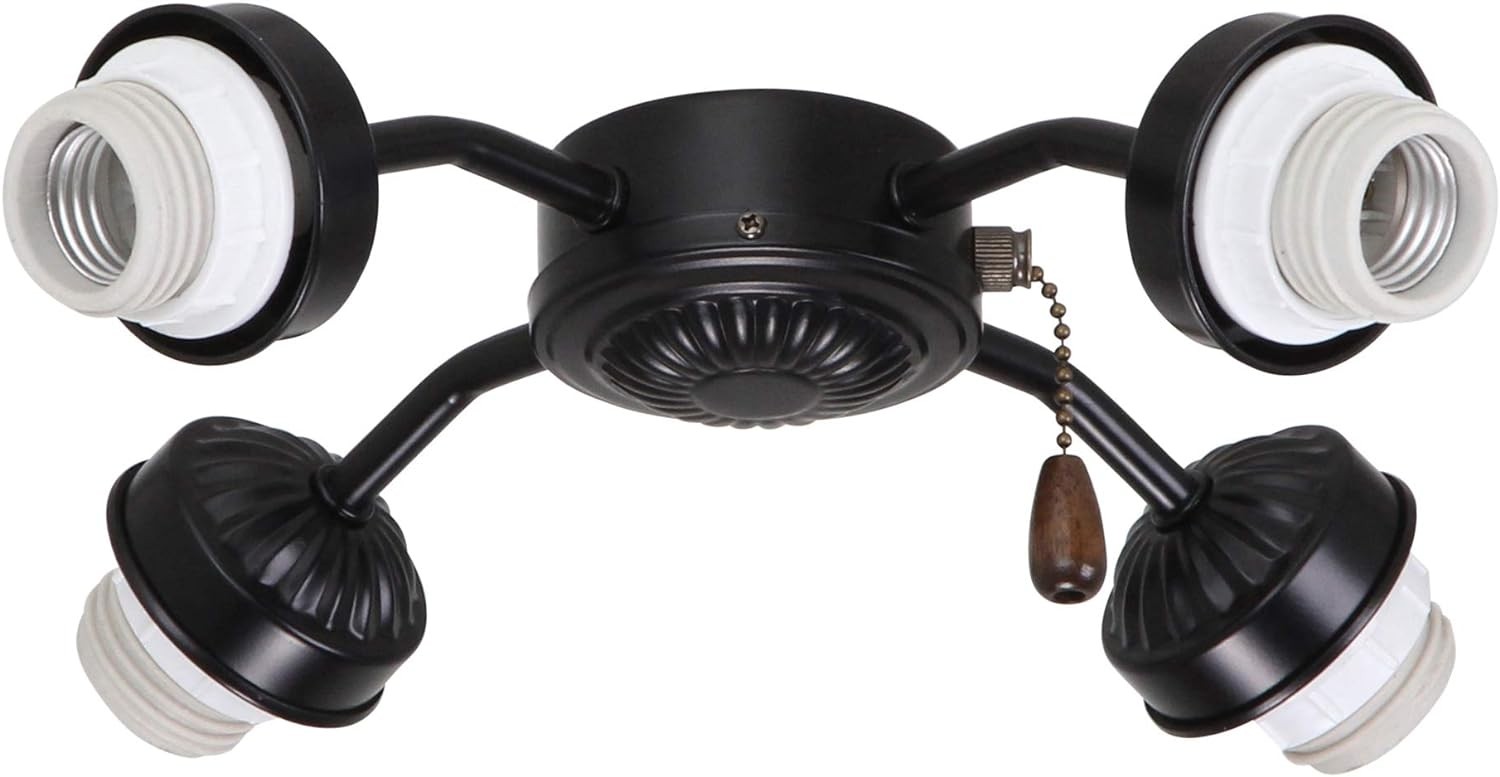 Kathy Ireland HOME 4-Light Arm Fitter f/ Ceiling Fan Light Fixture BBQ Black F440BQ