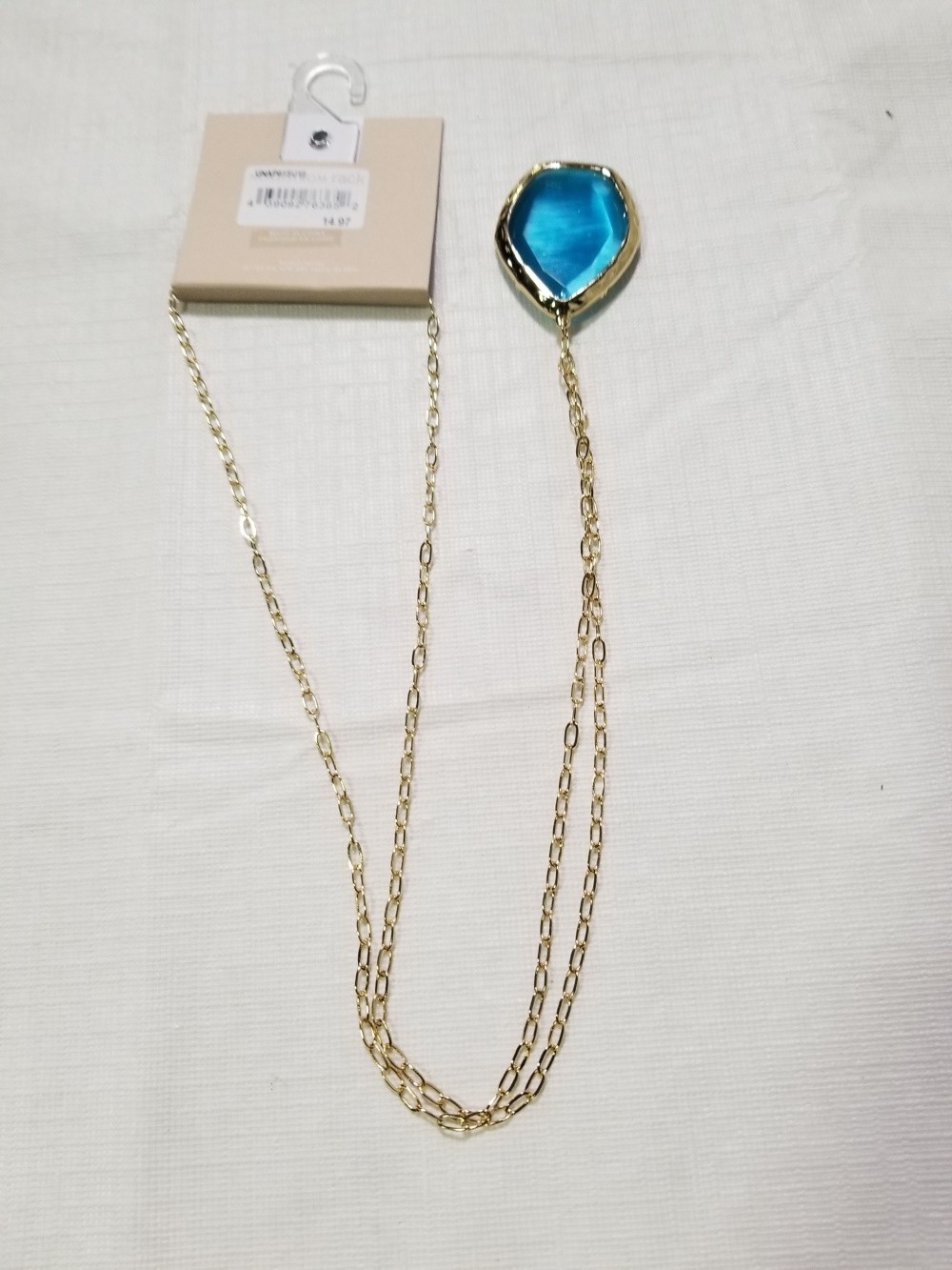 Gold Tone Chan with Blue Pendant
