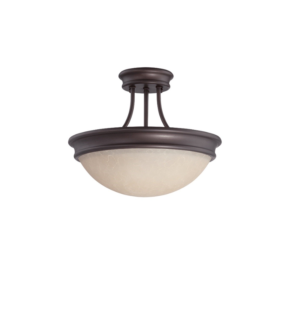 Sunset Lighting 2-Light 14" Semi Flush 23W Tea Stain Glass Provincial Bronze F9308-64