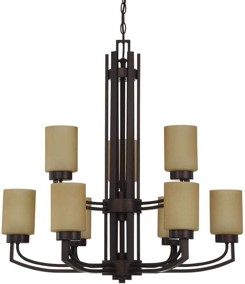 Sunset F22109-64 9-Light 60W Mb Hadley Two-Tier Chandelier Provincial Bronze