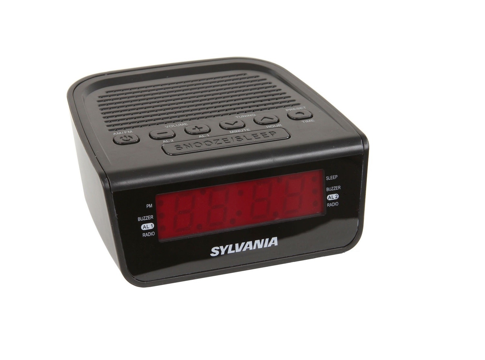Sylvania SCR1388B-BLACK Compact AM/FM Alarm Clock Radio w/ Digital LED