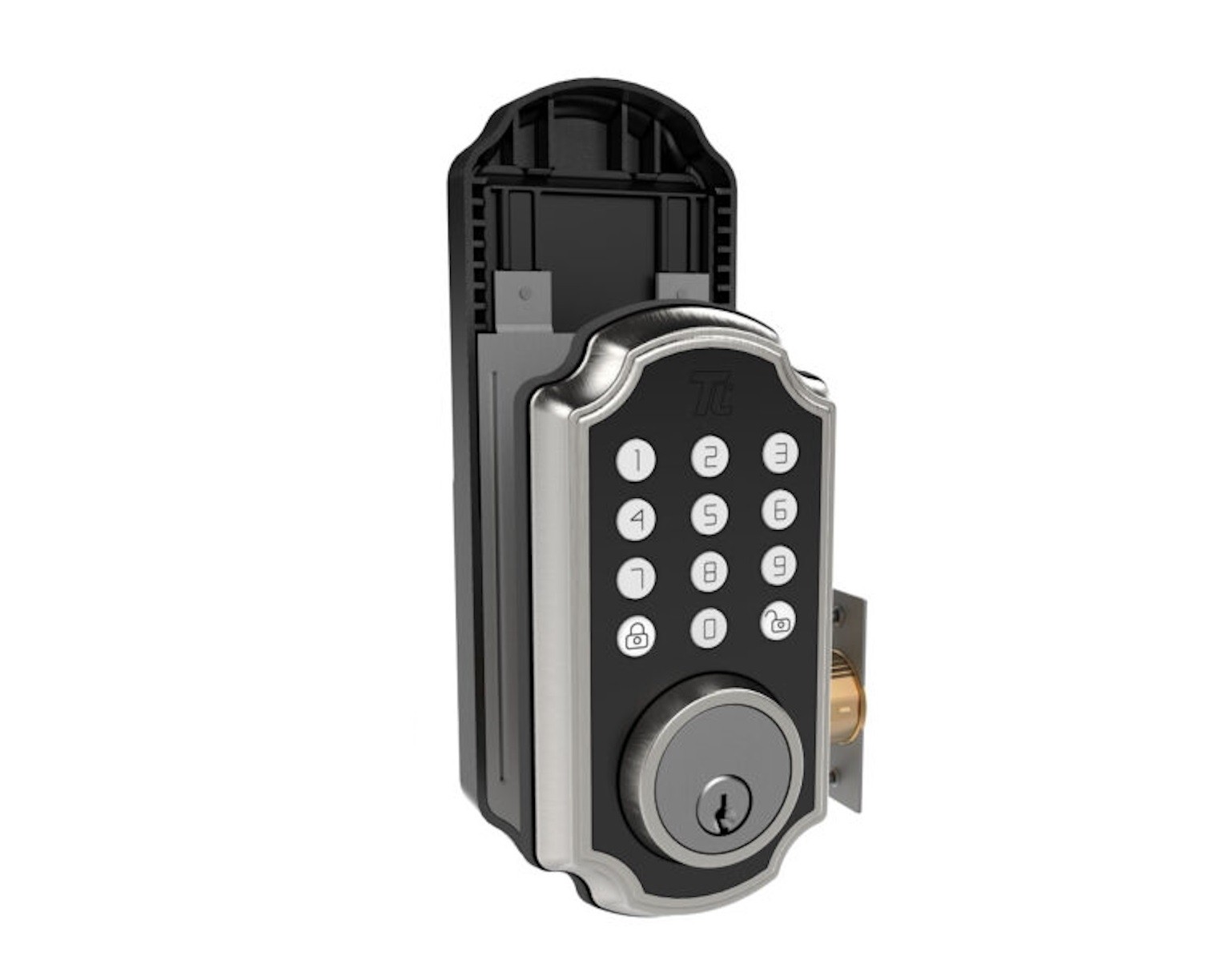 TURBOLOCK TL117-BN Smart Lock with Keypad, Single-Cylinder Digital Deadbolt, Code Disguise, Backup Power Port & Keys Brushed Nickel
