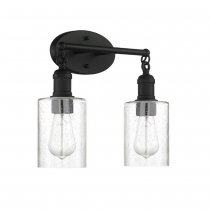 2 LT 100W MB CLYDE VANITY WITH CLR SEEDY