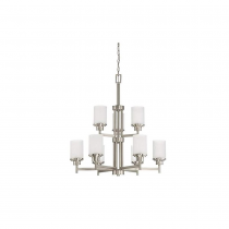 9 LT CHANDELIER LINEN GLS