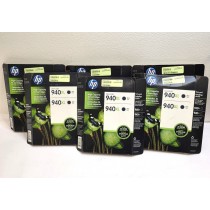 HP 940XL Black Ink Cartridges 2-pack CH633BN (Set of 6x units, AS IS-READ Details)