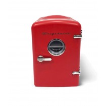 Frigidaire 6 Can/4L Mini Personal Retro Fridge Cooler Includes AC Power Cord & 12V DC Car Adapter EFMIS229-RED (V2 Circle Window)