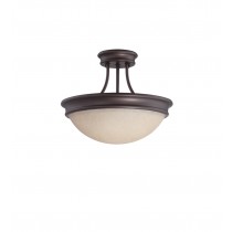 Sunset Lighting 2-Light 14" Semi Flush 23W Tea Stain Glass Provincial Bronze F9308-64