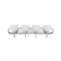 Sunset Lighting 30" 4-Light Polished Chrome Transitional Vanity Light Bar Frosted Milk Glass F3584-15