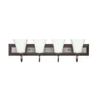 Sunset Lighting 4-Light 100W Vanity Square Milk Glass, Oiled Bronze Finish F3684-44