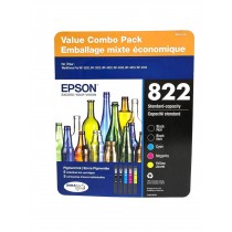 Epson 822 DURABrite Ultra Ink Standard Capacity Ink Cartridges (Black Cyan Magenta Yellow) OEM Genuine Ink - Expiration Date of 2025 - T8221-5-SVH