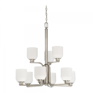 9 LT QUARTZ CHANDELIER OPAL GLS