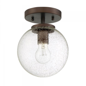 GALAXII 1-LT SEMI FLUSH CLR SEEDED GLASS