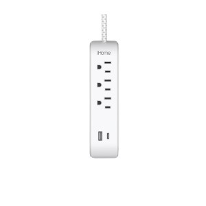 iHome Power Strip with USB and Cord - Wh