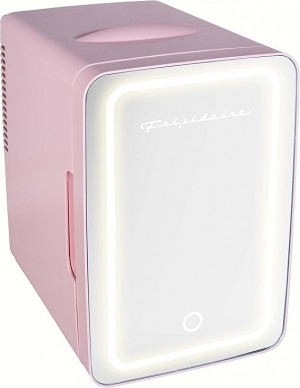 Frigidaire 6.5-Liter 9-Can Mini Portable Personal Fridge with Lighted Mirror Door EFMIS170_B-PINK