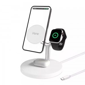 iHome 4-in-1 15W Magnetic Wireless Charging Stand - White 2IHQI1009WHTCB