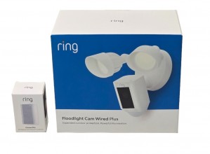 Ring 1080p HD Wired Plus Floodlight Cam with Chime Pro Bundle - Model: B08F6GPQQ7 & 8AC1PZ-0EN0