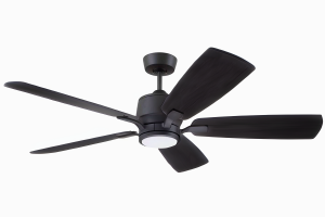 Luminance Kathy Ireland Home Ion Eco LED 72in Ceiling Fan with DC Motor | Hanging Fixture with Dimmable Light Kit, Wall Control, and Downrod Mount | Graphite with Black Solid Wood Blades