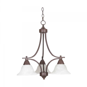 Sunset Lighting 3-Light Chandelier w/ Faux Alabaster Glass, Painted Pewter Finish - F5160-54  