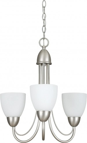 Sunset Lighting 19" 3-Light Chandelier Opal Glass, Satin Nickel Finish F2683-53