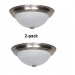 Sunset Lighting F7632-53 Two Light Flush Mount - Faux Alabaster Glass, Dimmable - with Satin Nickel Finish