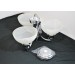 Sunset Lighting Alton 3-Light Chandelier, Faux Alabaster Glass Chrome finish F5453-15